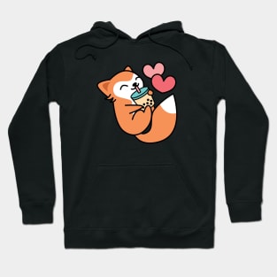 Cute Kawaii Fox Sipping Boba Tea - Bubble Tea Hoodie